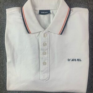 Diesel Mens 100% Cotton Short Sleeve Polo Shirt Size L White